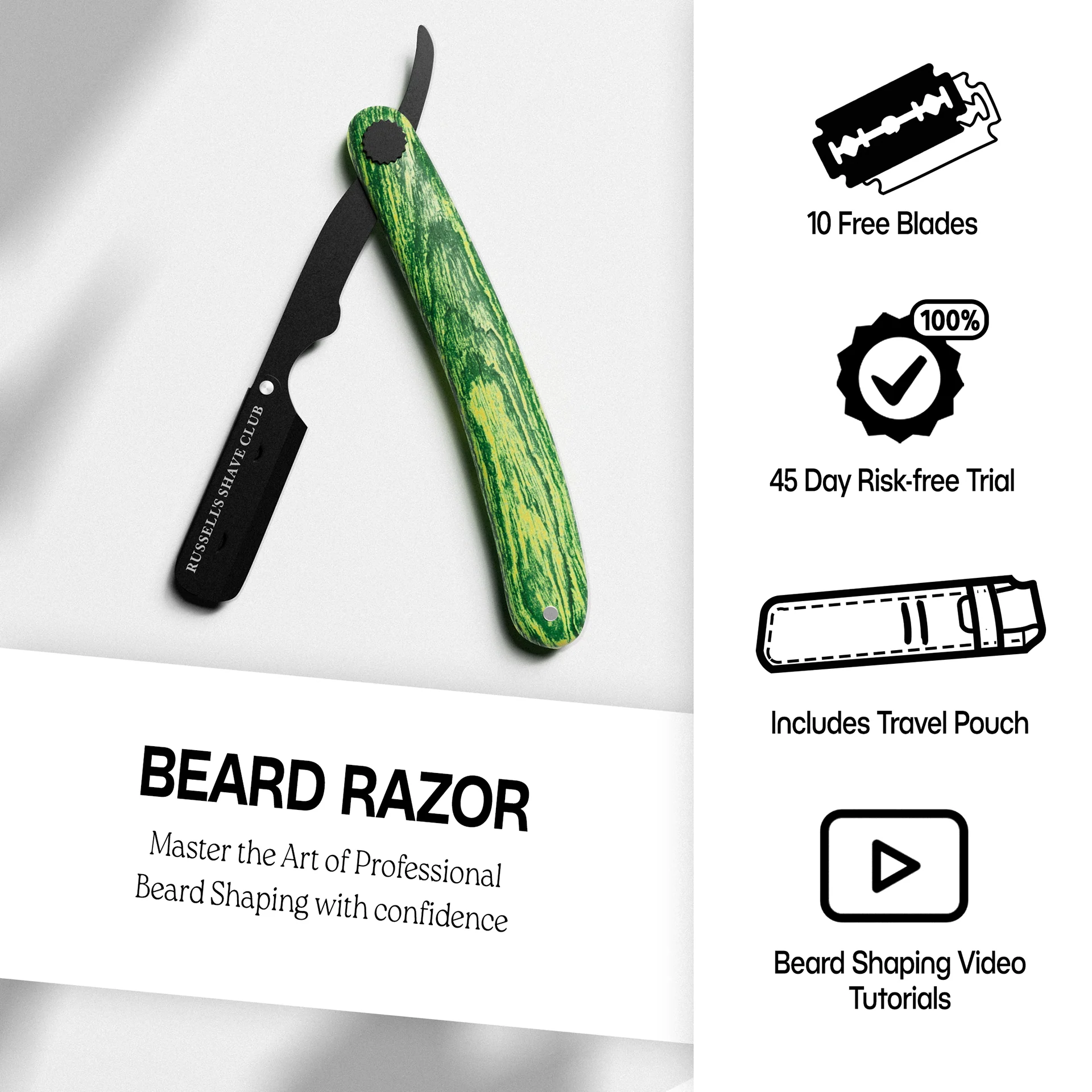 Green Wooden Cut-Throat Razor - Image 2