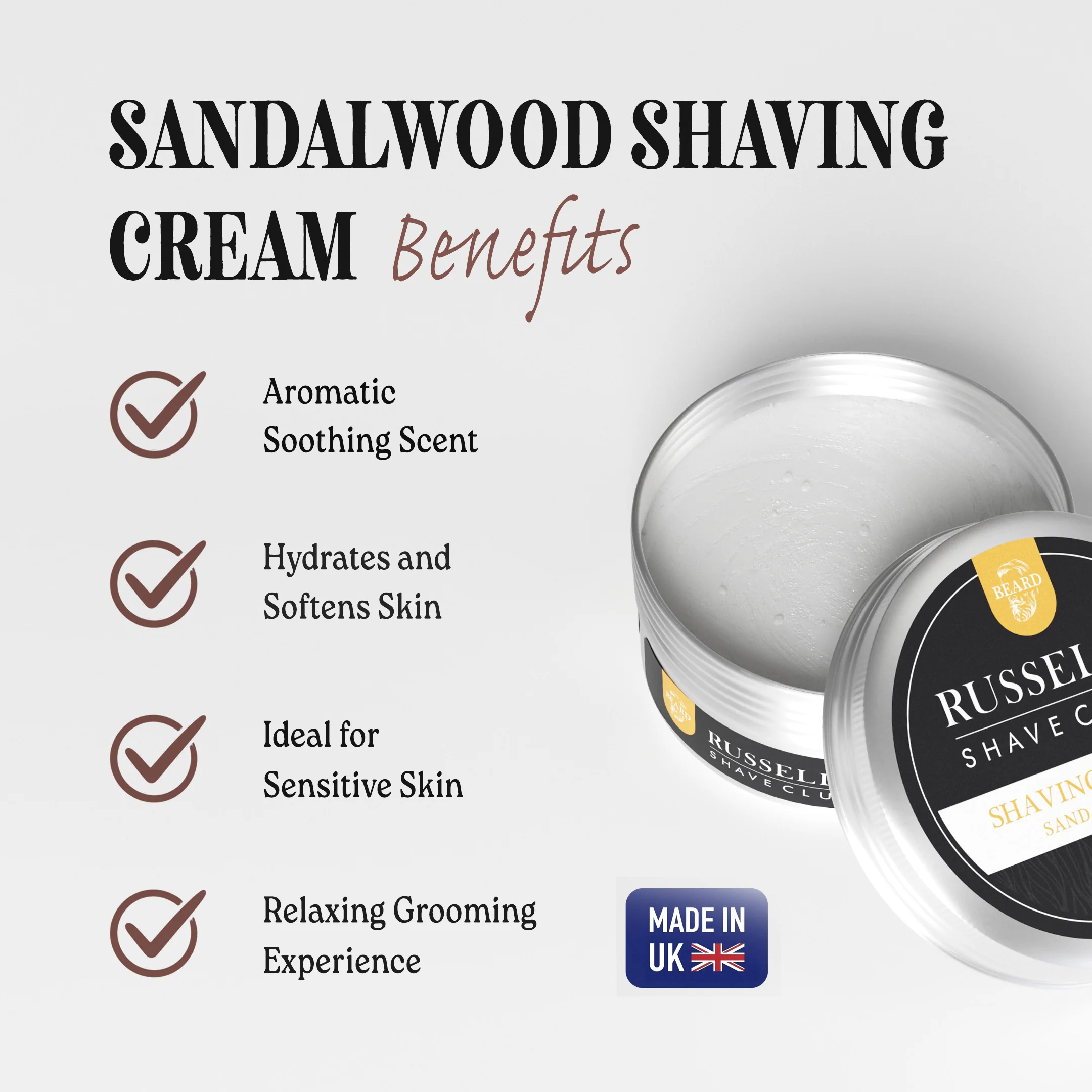 Russell's Perfect Shaving Trio: Pre-Shave Oil, Sandalwood Shaving Cream, & Post-Shave Balm - Image 4
